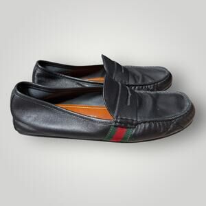 GUCCI Mens Shoes Moccasins Leather black sz 9